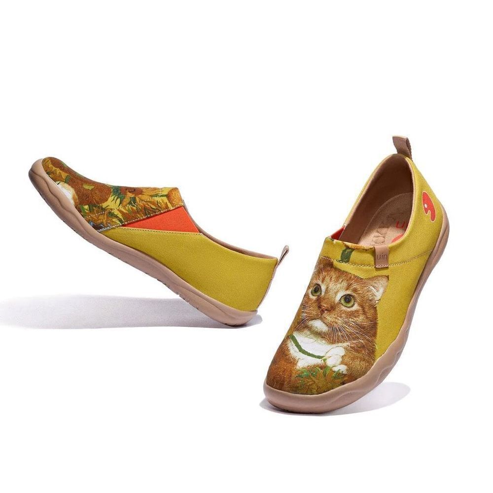 UIN Women's Slip Ons Walking Casual Loafers Shoes (Sunflowers and Cat Toledo)